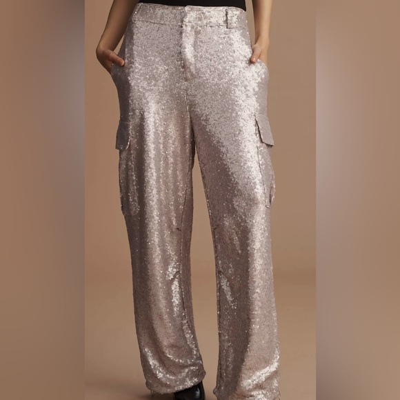 By Anthropologie Sequin Cargo Pants - Picture 2 of 8